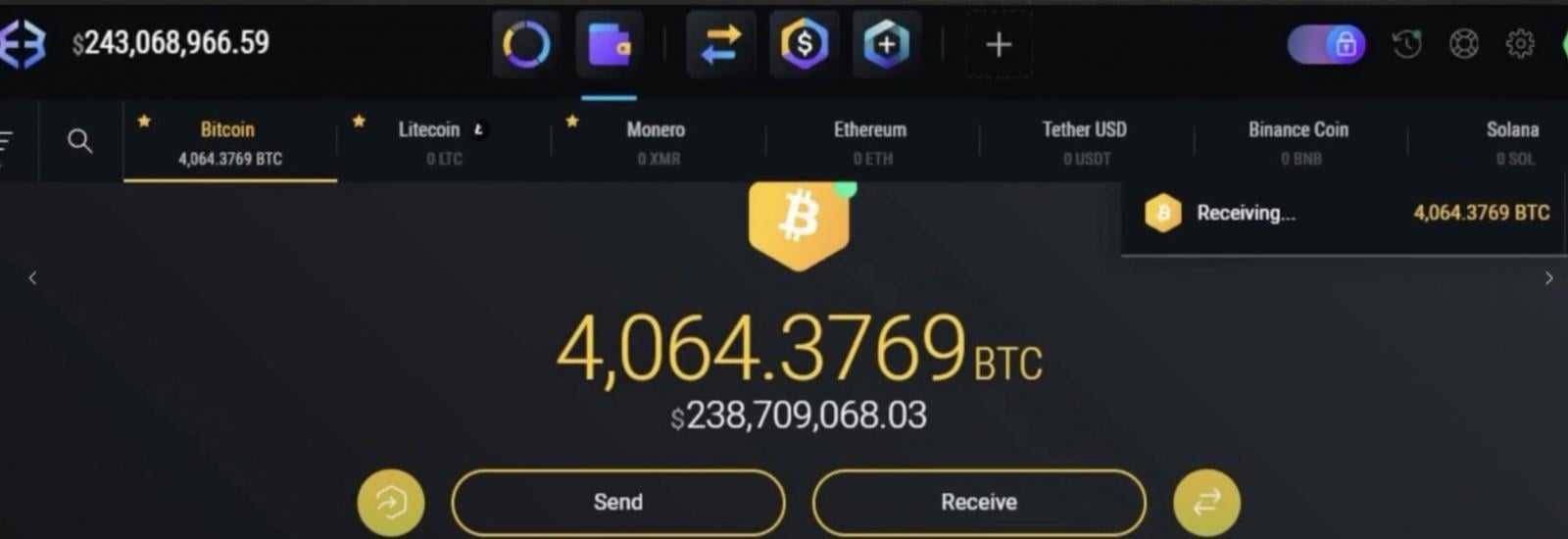 Stolen crypto being transferred