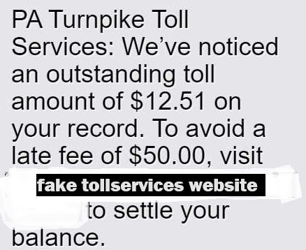 toll fee scam text example