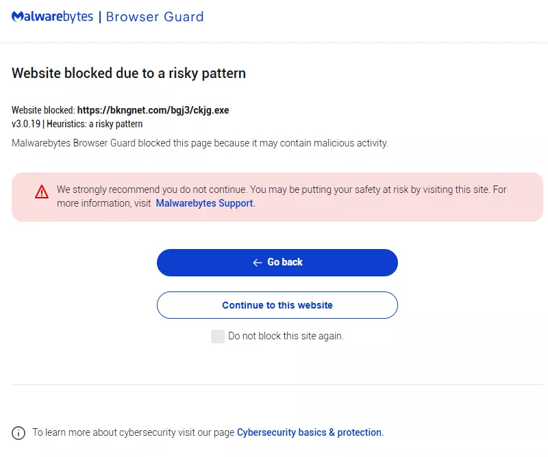 Malwarebytes blocks malicious downloads